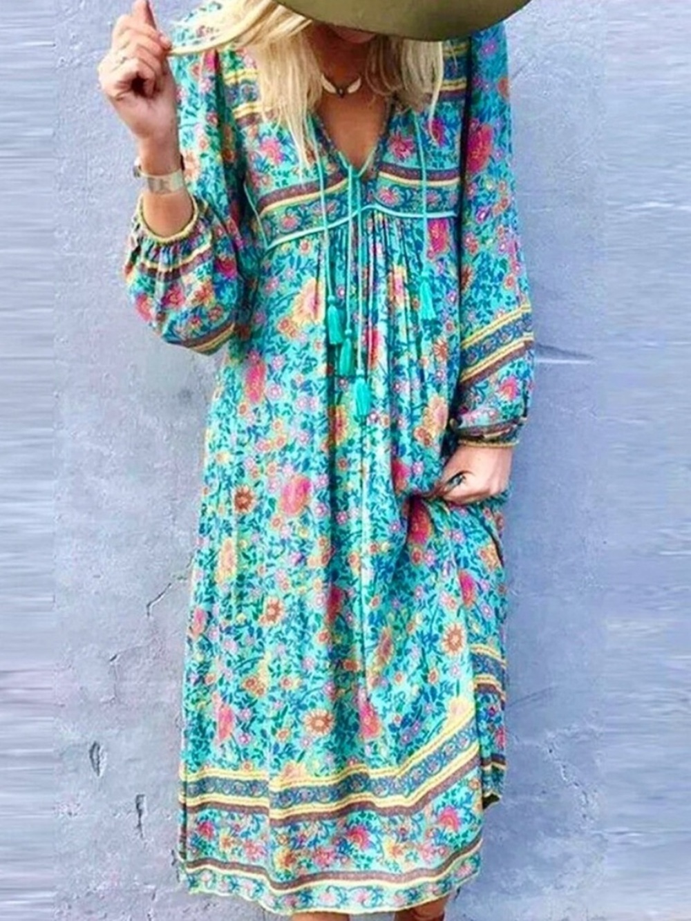 πΊπHPππΊ NWT Spell & The Gypsy Folk Town Boho Midi Dress - Picture 8 of 16